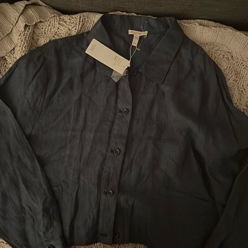 Eileen Fisher cropped linen top / jacket